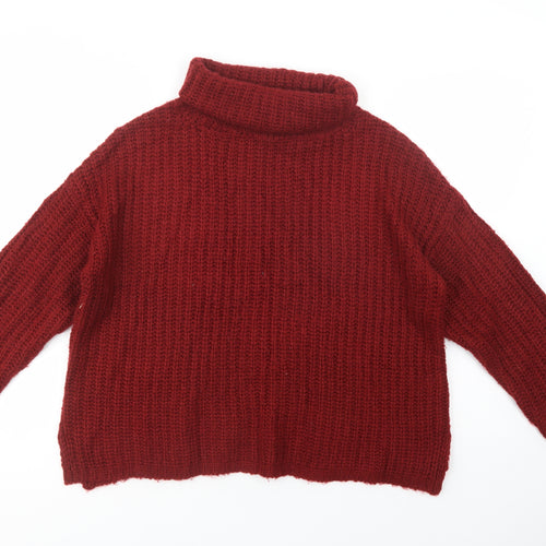 Primark Womens Red Roll Neck  Acrylic Pullover Jumper Size M