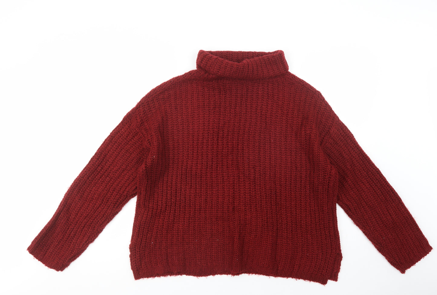Primark Womens Red Roll Neck  Acrylic Pullover Jumper Size M