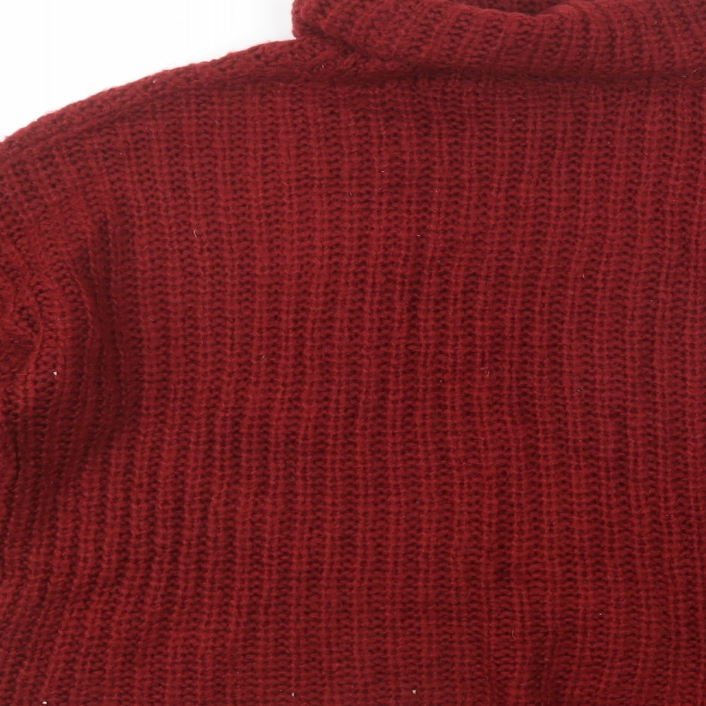 Primark Womens Red Roll Neck  Acrylic Pullover Jumper Size M