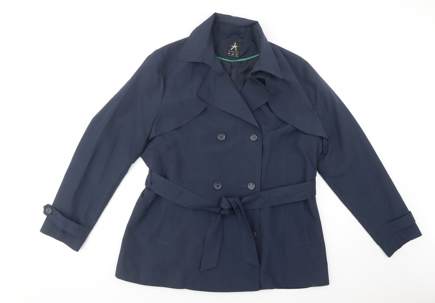 Atmosphere Womens Blue   Trench Coat Coat Size 18  Button