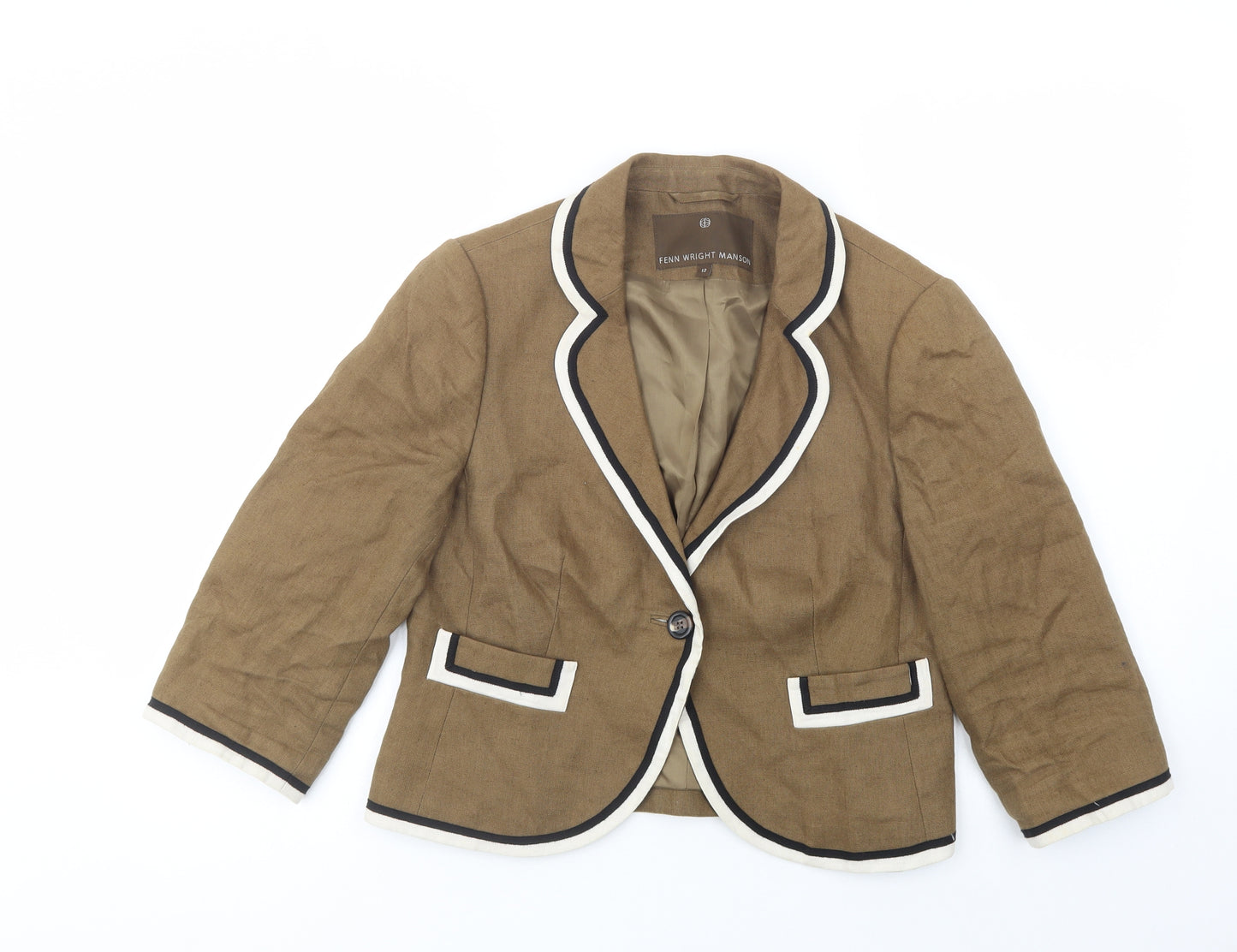 Fenn Womens Brown   Jacket Blazer Size 12  Button