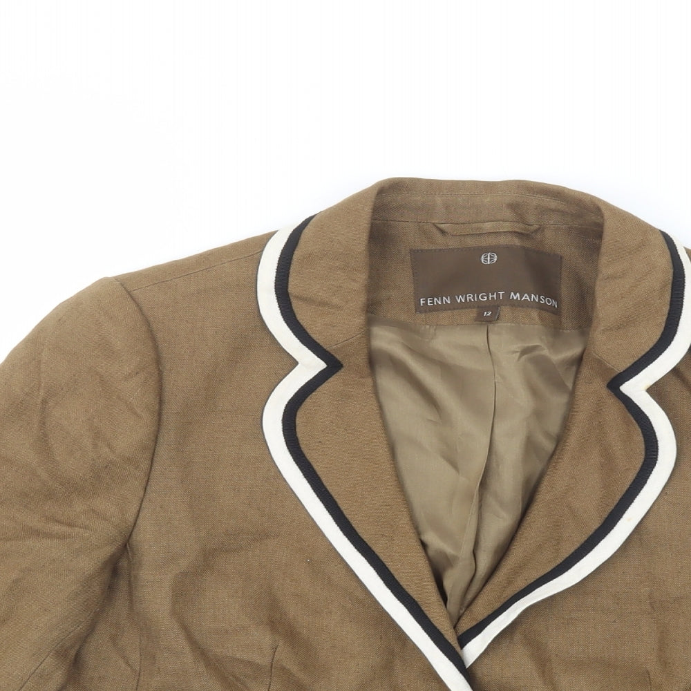 Fenn Womens Brown   Jacket Blazer Size 12  Button