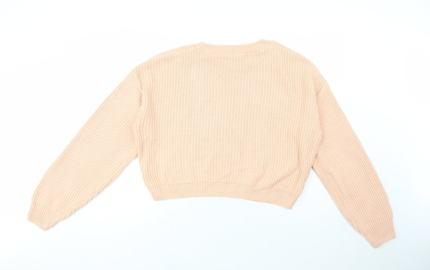 PRETTYLITTLETHING Womens Pink Crew Neck  Acrylic Pullover Jumper Size M