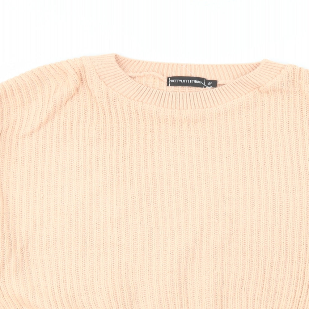PRETTYLITTLETHING Womens Pink Crew Neck  Acrylic Pullover Jumper Size M