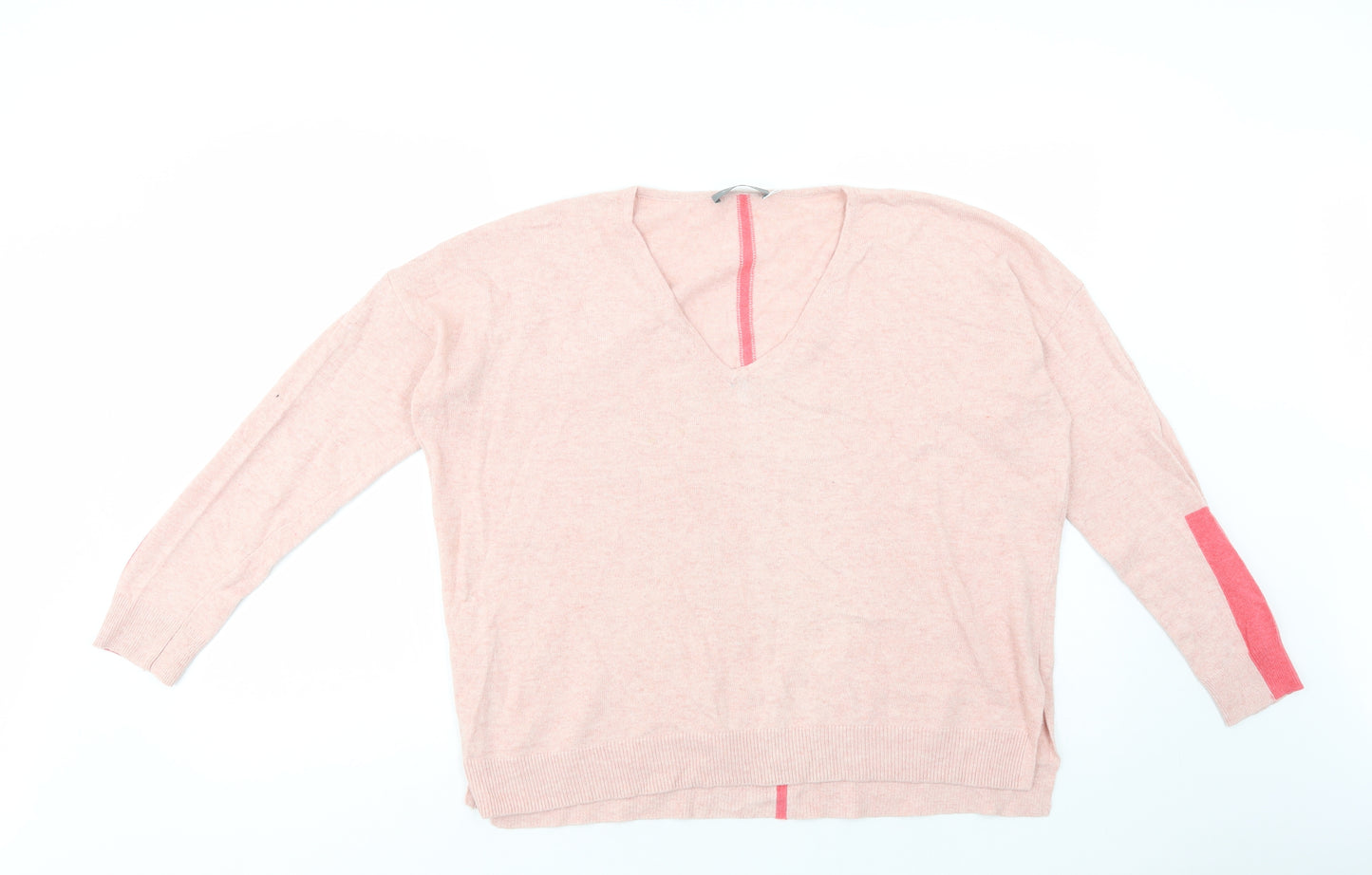 Mint Velvet Womens Pink V-Neck  Cotton Pullover Jumper Size M