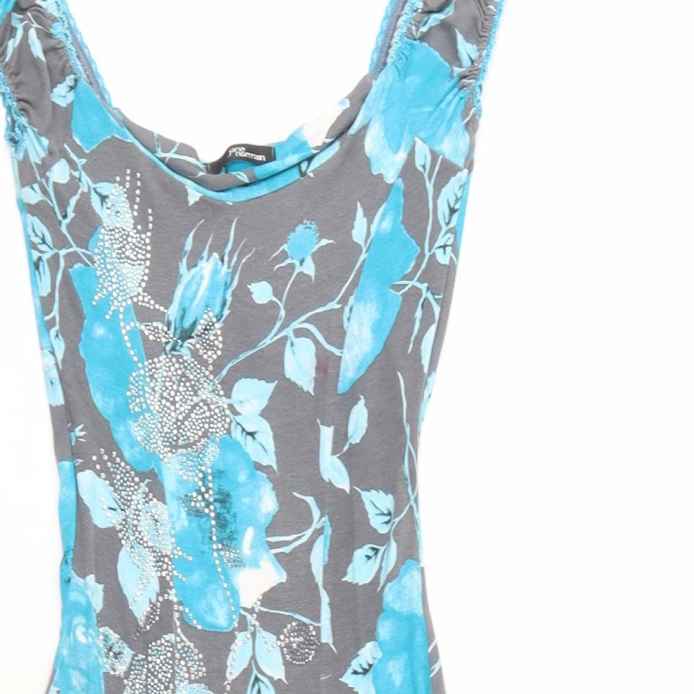 Jane Norman Womens Grey Floral Viscose Fit & Flare  Size 10  Scoop Neck Pullover
