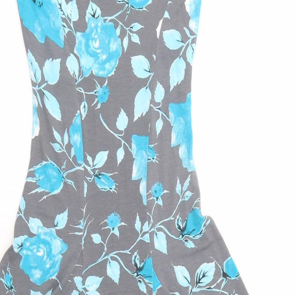 Jane Norman Womens Grey Floral Viscose Fit & Flare  Size 10  Scoop Neck Pullover
