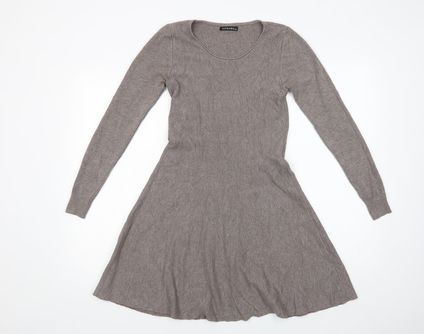 Intrama Womens Brown  Viscose Jumper Dress  Size M  Scoop Neck Pullover