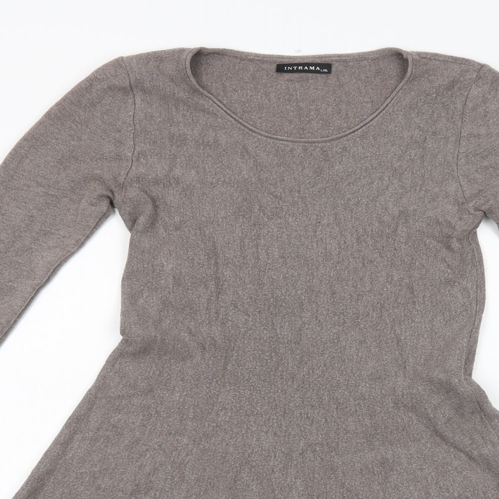 Intrama Womens Brown  Viscose Jumper Dress  Size M  Scoop Neck Pullover