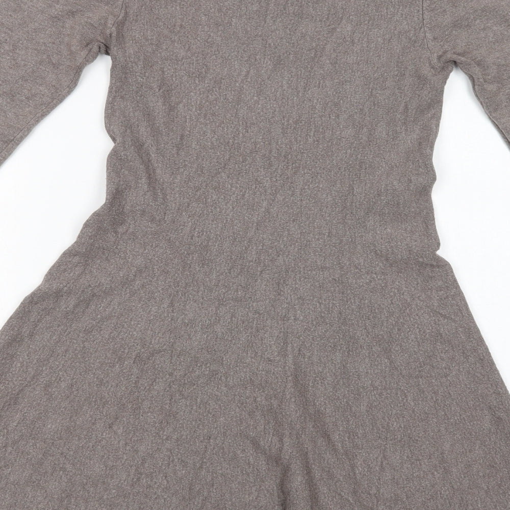 Intrama Womens Brown  Viscose Jumper Dress  Size M  Scoop Neck Pullover