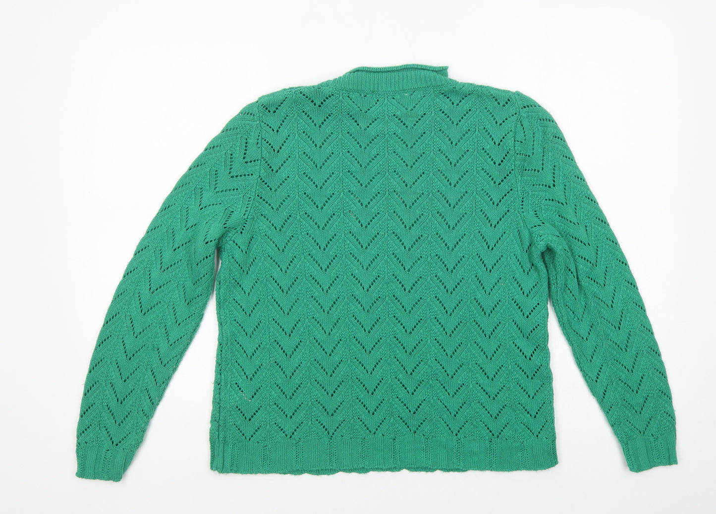 TU Womens Green Mock Neck  Acrylic Pullover Jumper Size 12