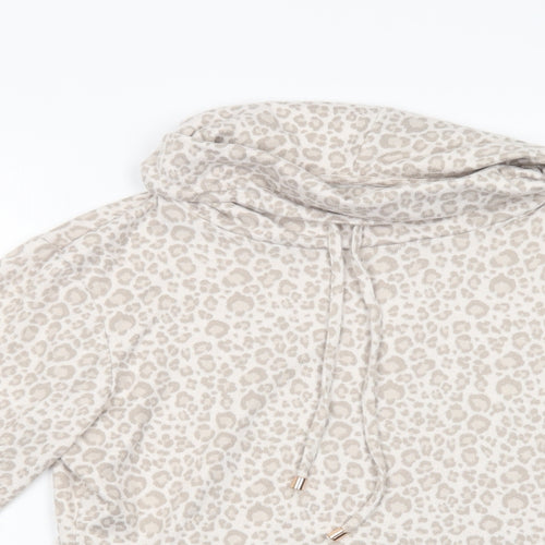 F&F Womens Beige Animal Print Polyester Top Lounge Set Size S