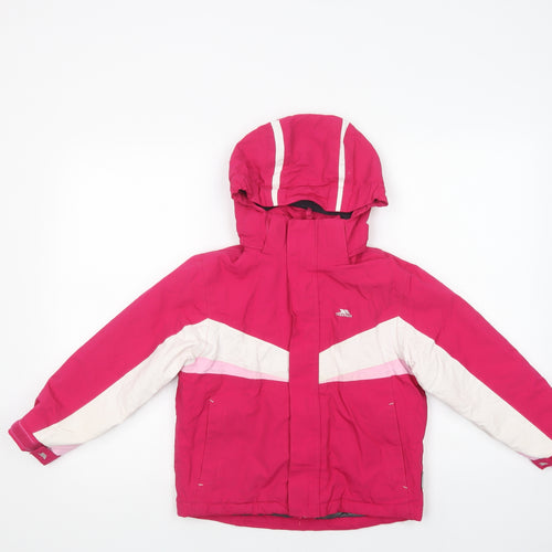 Trespass Girls Pink Colourblock  Windbreaker Jacket Size 5-6 Years  Zip
