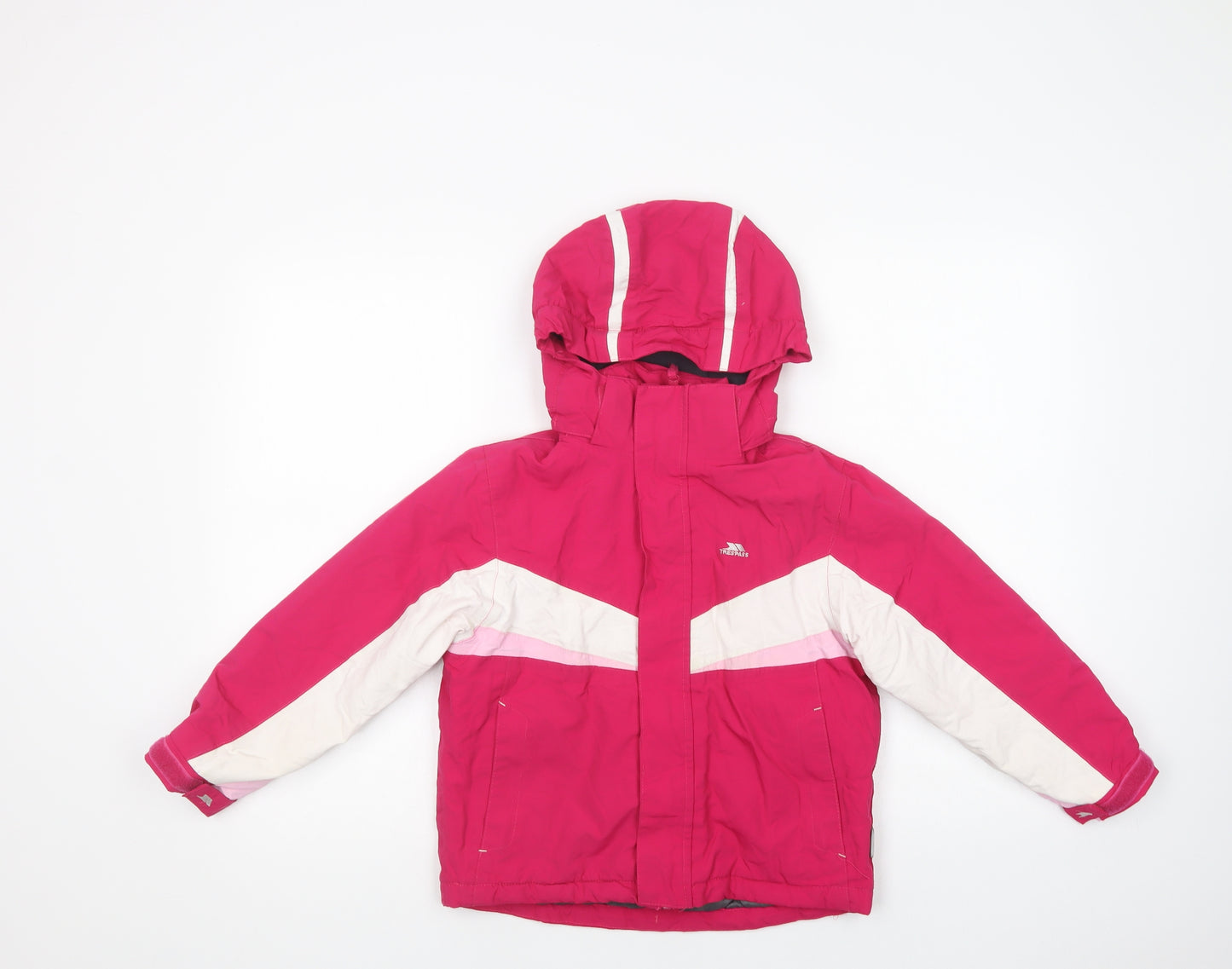 Trespass Girls Pink Colourblock  Windbreaker Jacket Size 5-6 Years  Zip