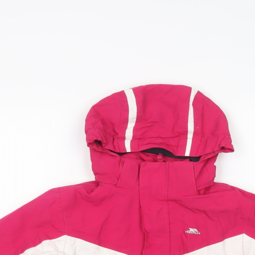 Trespass Girls Pink Colourblock  Windbreaker Jacket Size 5-6 Years  Zip