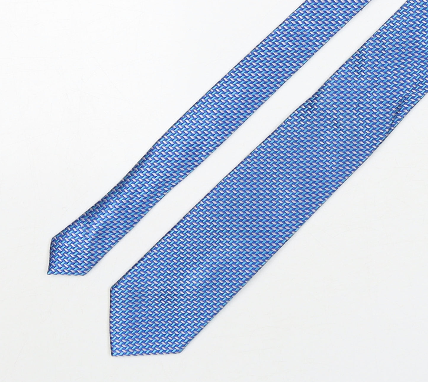 John Lewis  Mens Blue Geometric Silk Pointed Tie One Size