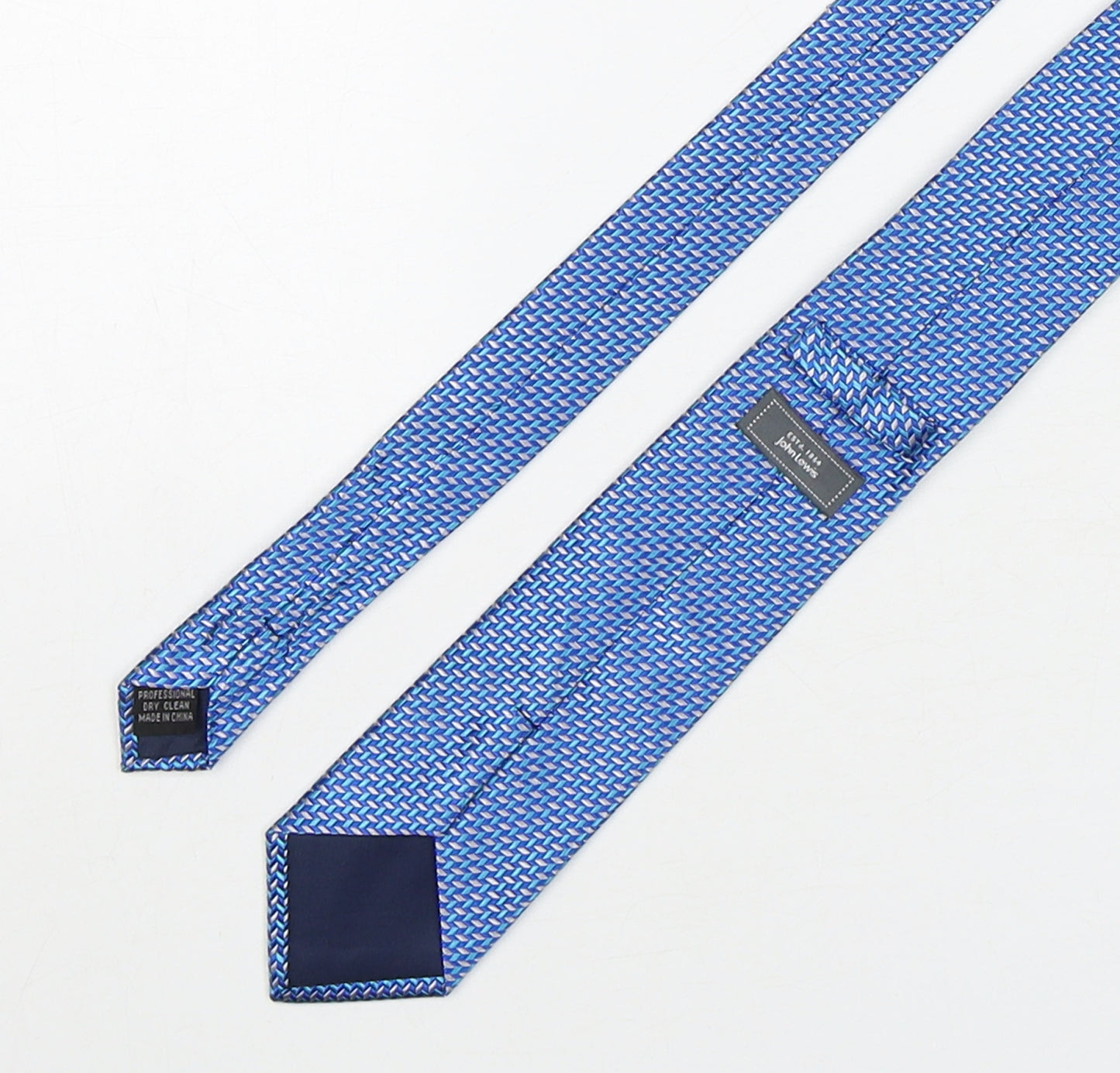 John Lewis  Mens Blue Geometric Silk Pointed Tie One Size