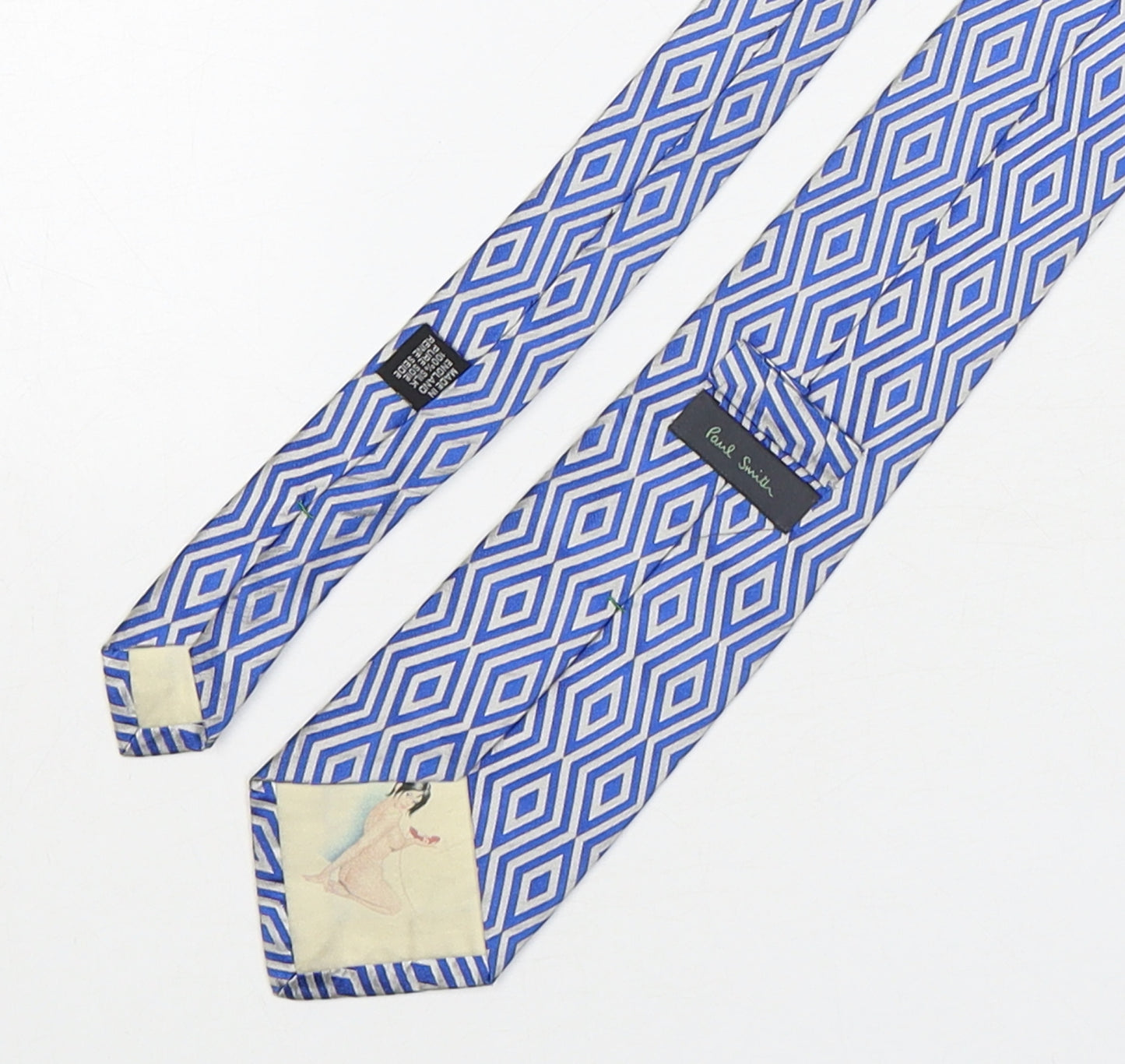 Paul Smith  Mens Blue Geometric Silk Pointed Tie One Size