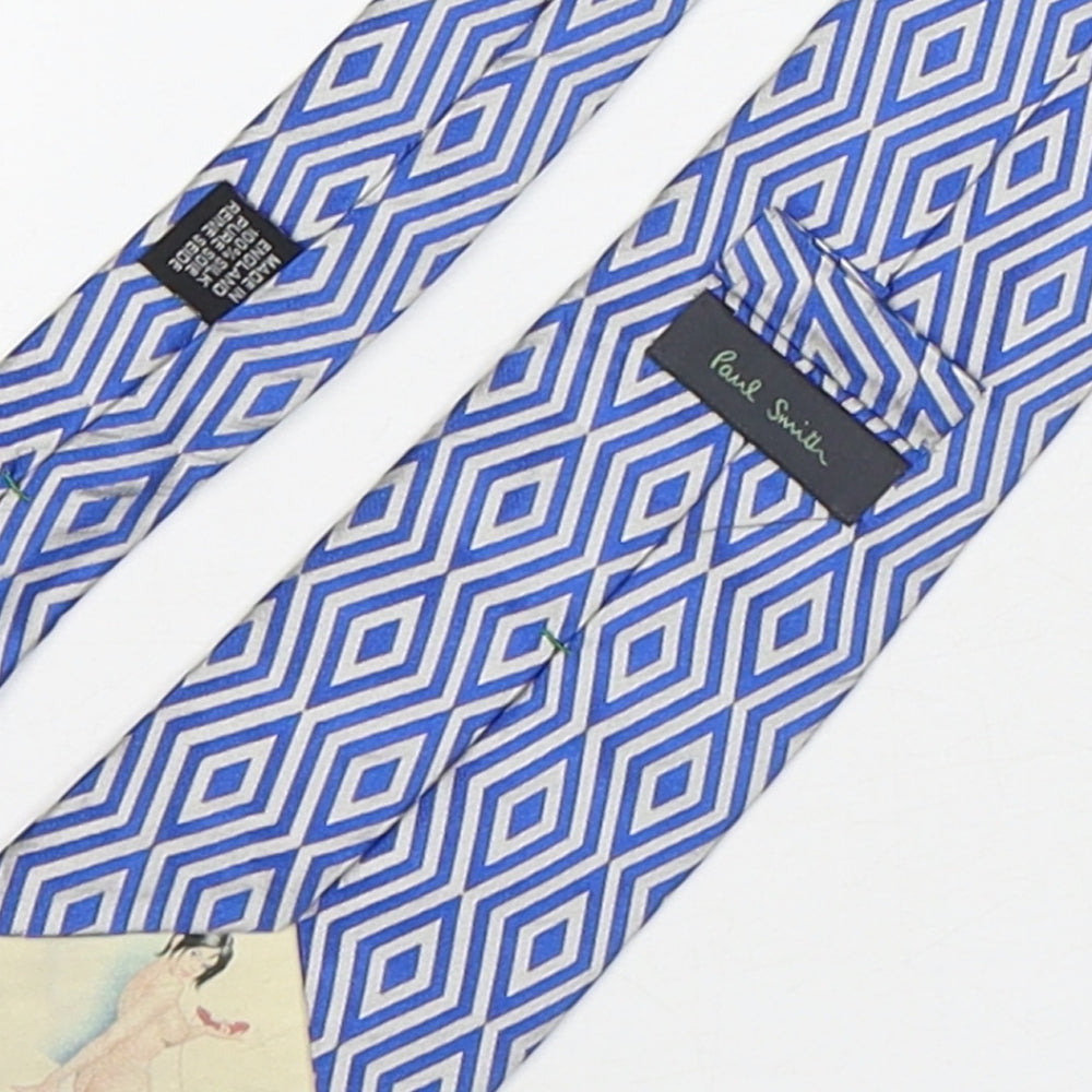 Paul Smith  Mens Blue Geometric Silk Pointed Tie One Size