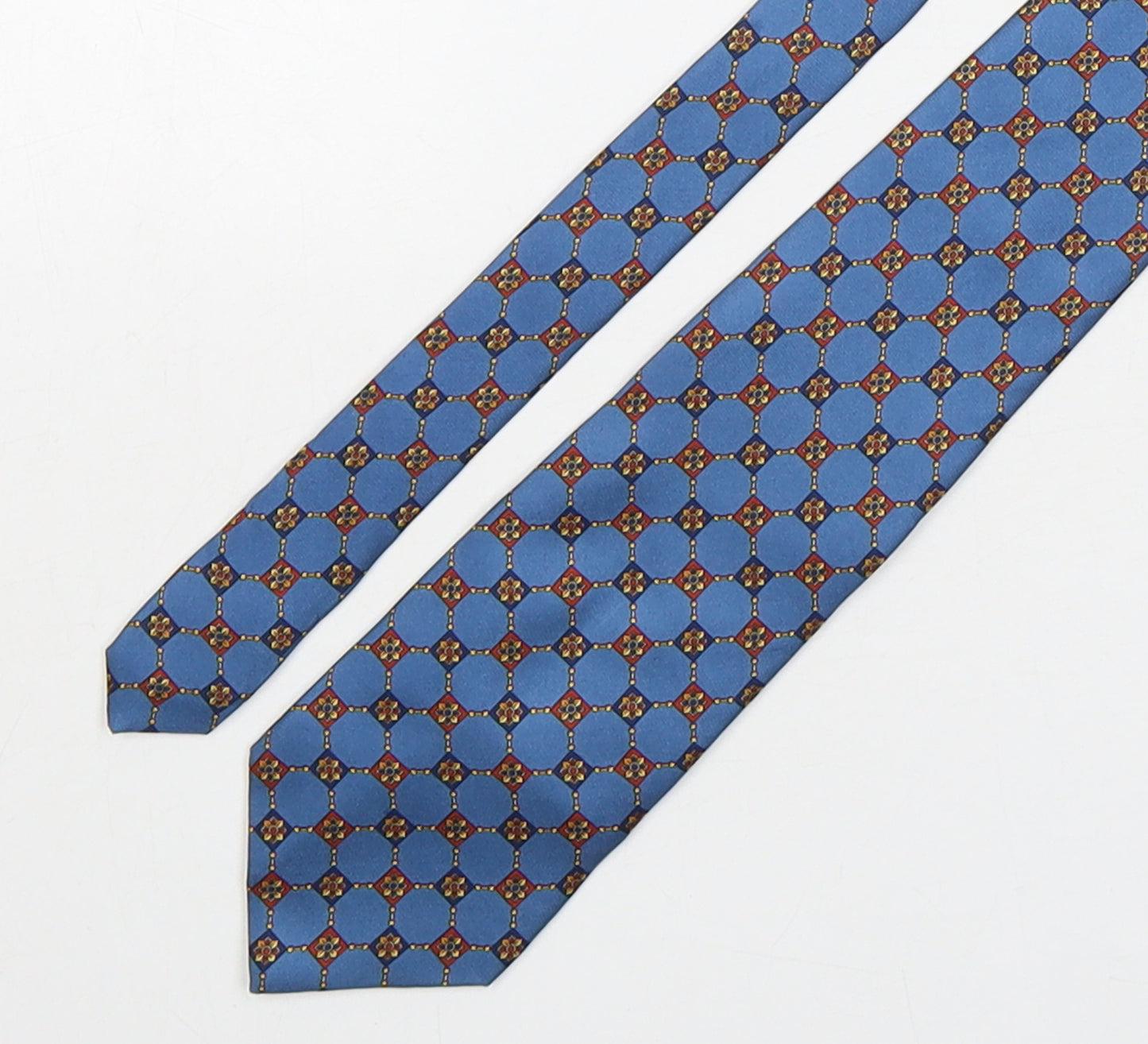 Leonardo Stelli Mens Multicoloured Geometric Silk Pointed Tie One Size