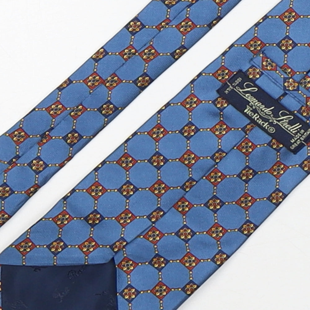 Leonardo Stelli Mens Multicoloured Geometric Silk Pointed Tie One Size