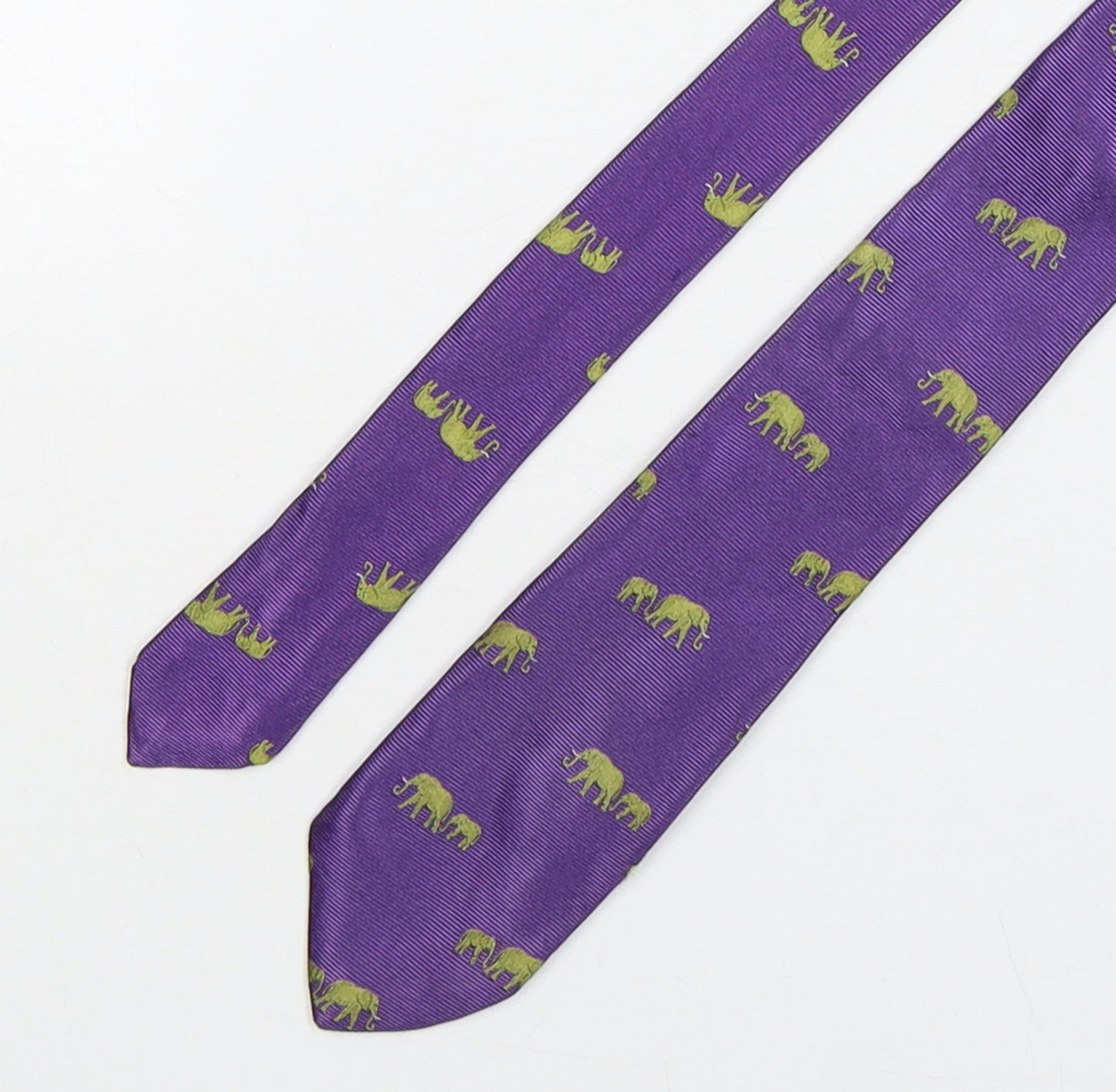 Beretta Mens Purple Geometric Silk Pointed Tie One Size - Elephants