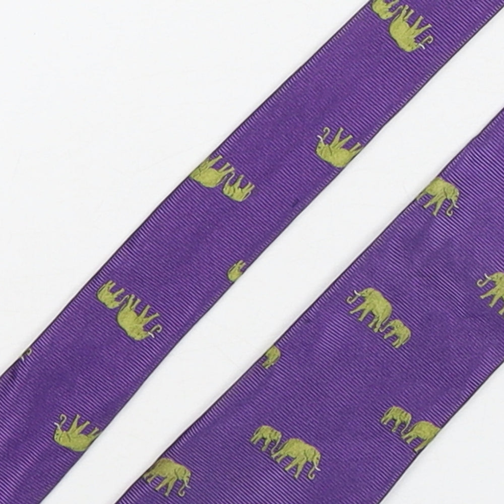 Beretta Mens Purple Geometric Silk Pointed Tie One Size - Elephants