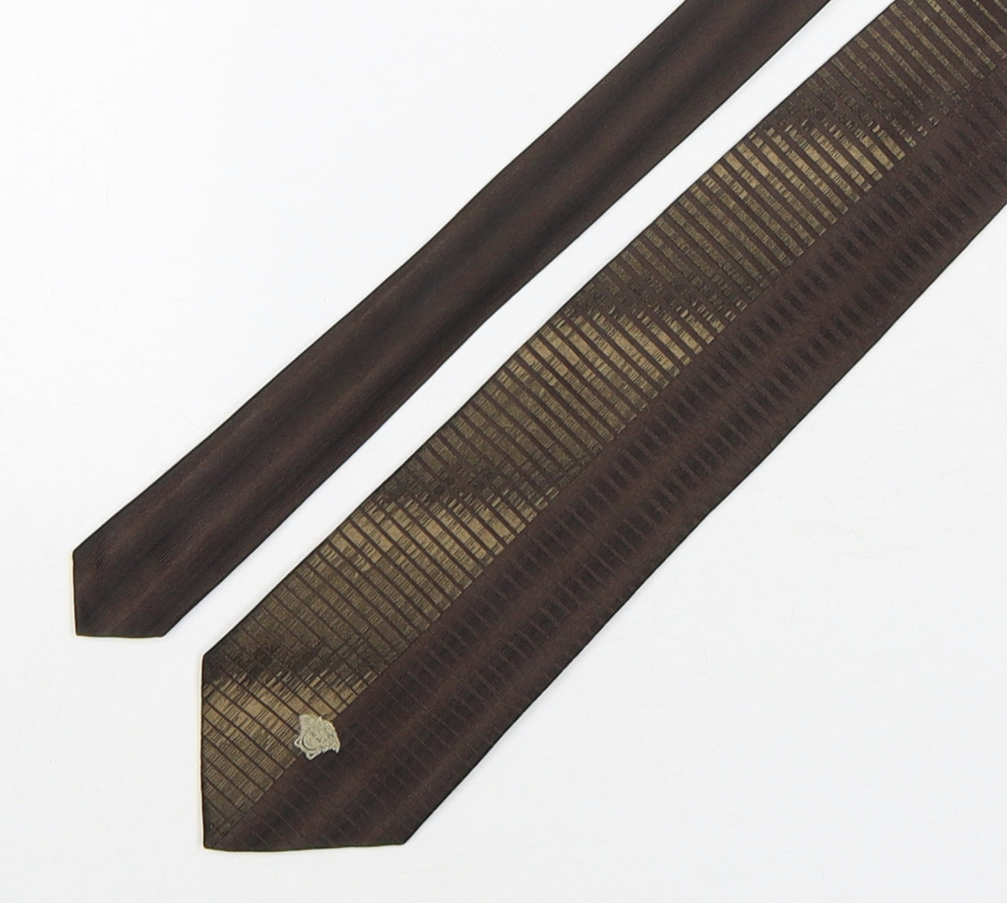 Versace  Mens Brown Striped Silk Pointed Tie One Size