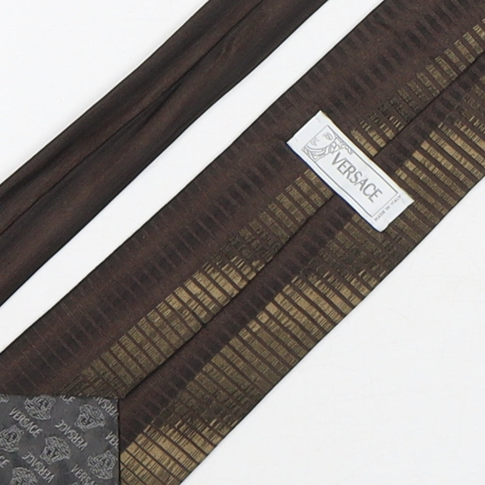 Versace  Mens Brown Striped Silk Pointed Tie One Size