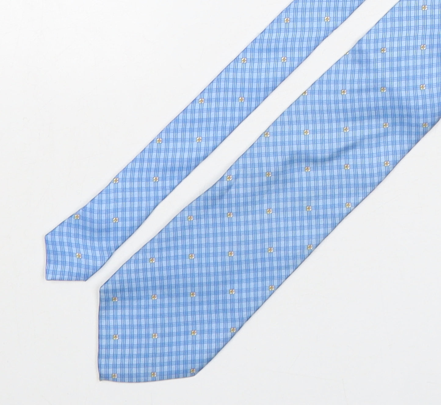 Frangi Mens Blue Plaids & Checks Silk Pointed Tie One Size