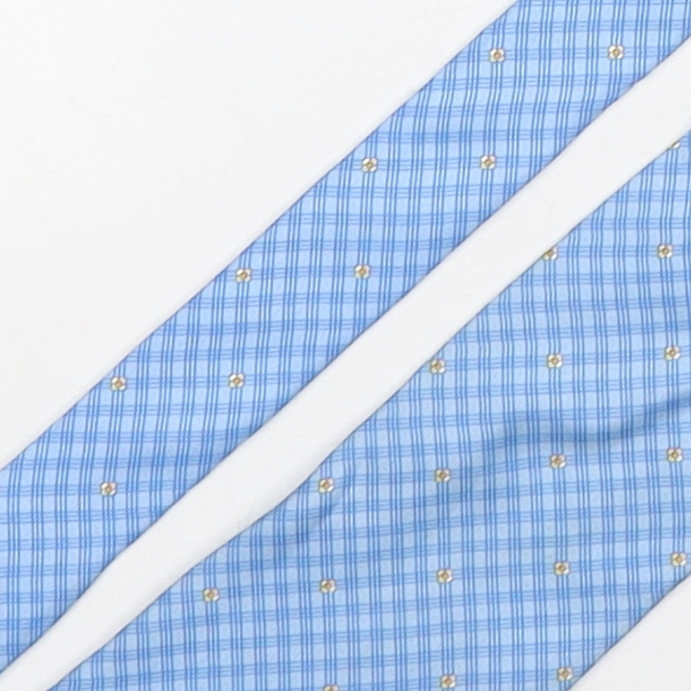 Frangi Mens Blue Plaids & Checks Silk Pointed Tie One Size