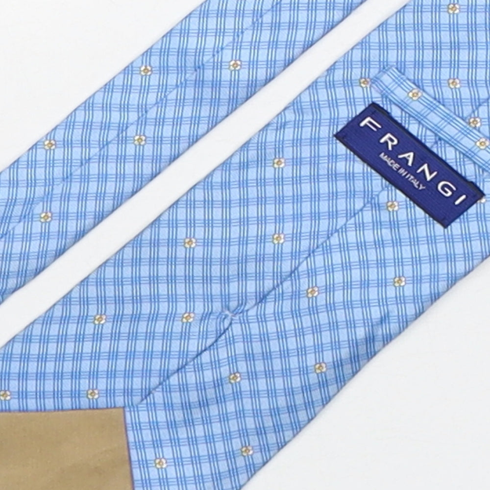 Frangi Mens Blue Plaids & Checks Silk Pointed Tie One Size