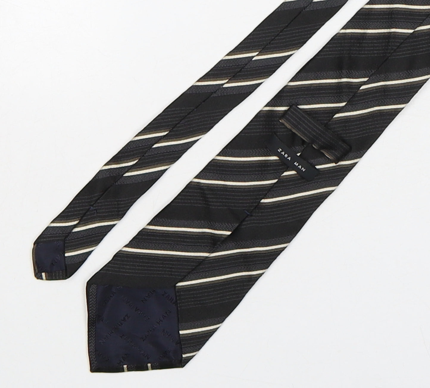 Zara Mens Multicoloured Striped Silk Pointed Tie One Size
