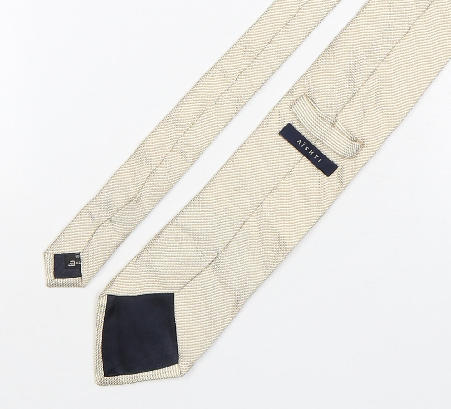 Aishti Mens Beige Grenadine Silk Pointed Tie One Size