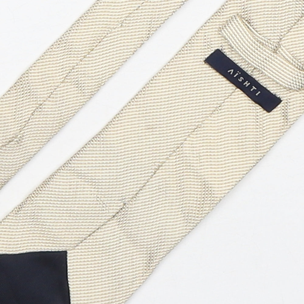 Aishti Mens Beige Grenadine Silk Pointed Tie One Size