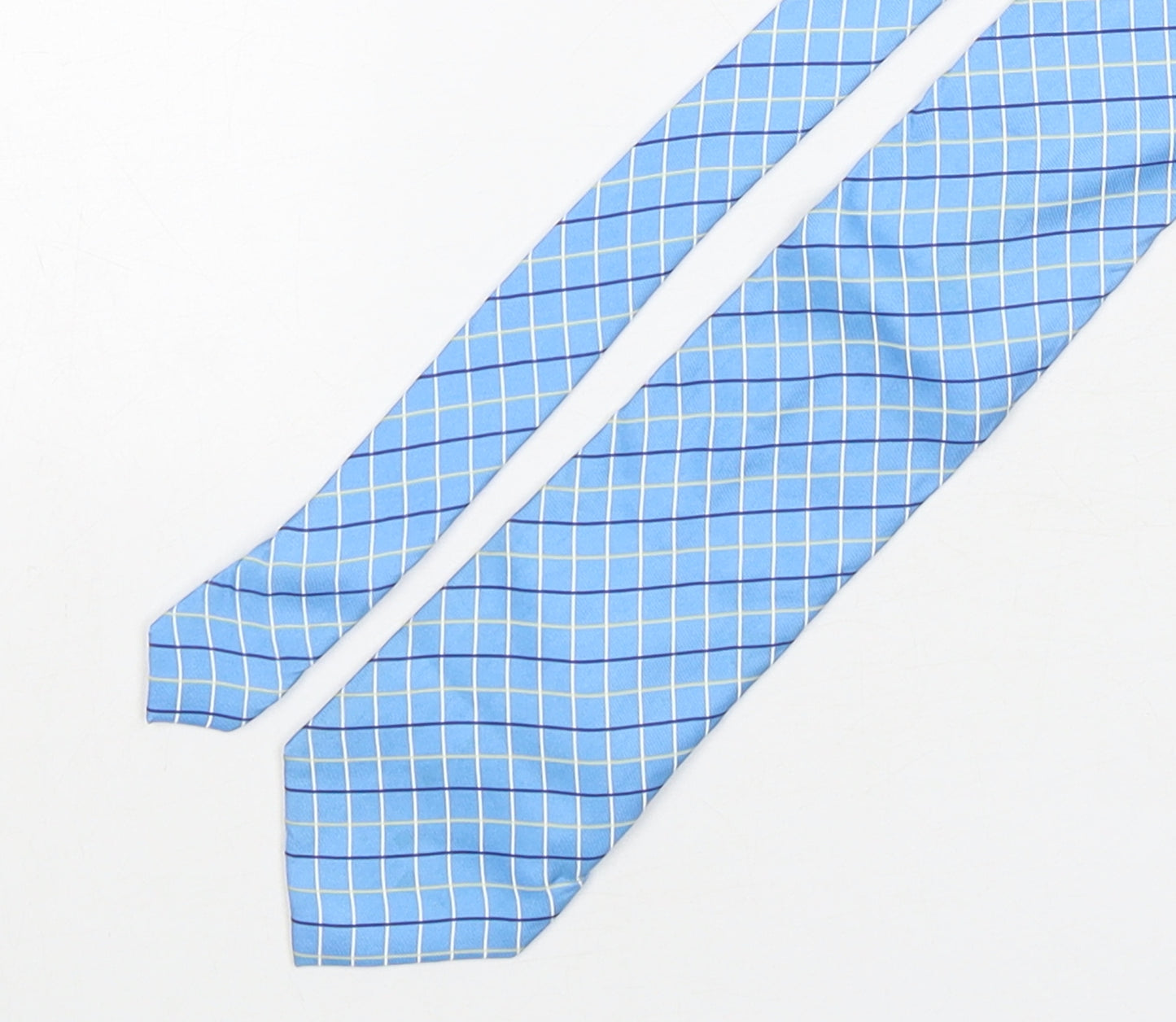 Frangi Mens Blue Plaids & Checks Silk Pointed Tie One Size