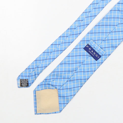 Frangi Mens Blue Plaids & Checks Silk Pointed Tie One Size