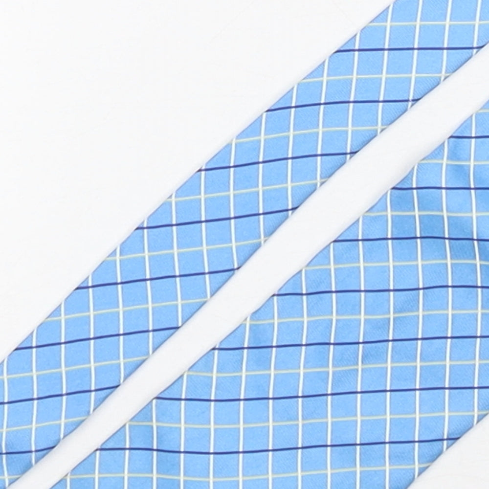 Frangi Mens Blue Plaids & Checks Silk Pointed Tie One Size