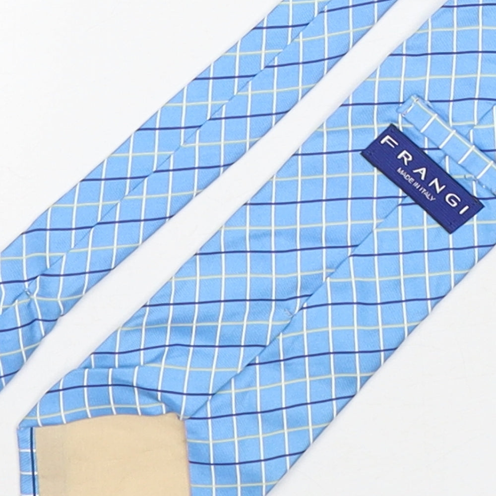 Frangi Mens Blue Plaids & Checks Silk Pointed Tie One Size