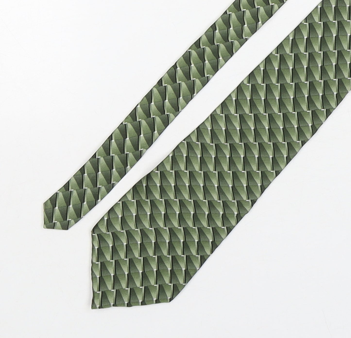 Gianfranco Ruffini  Mens Green Geometric Silk Pointed Tie One Size