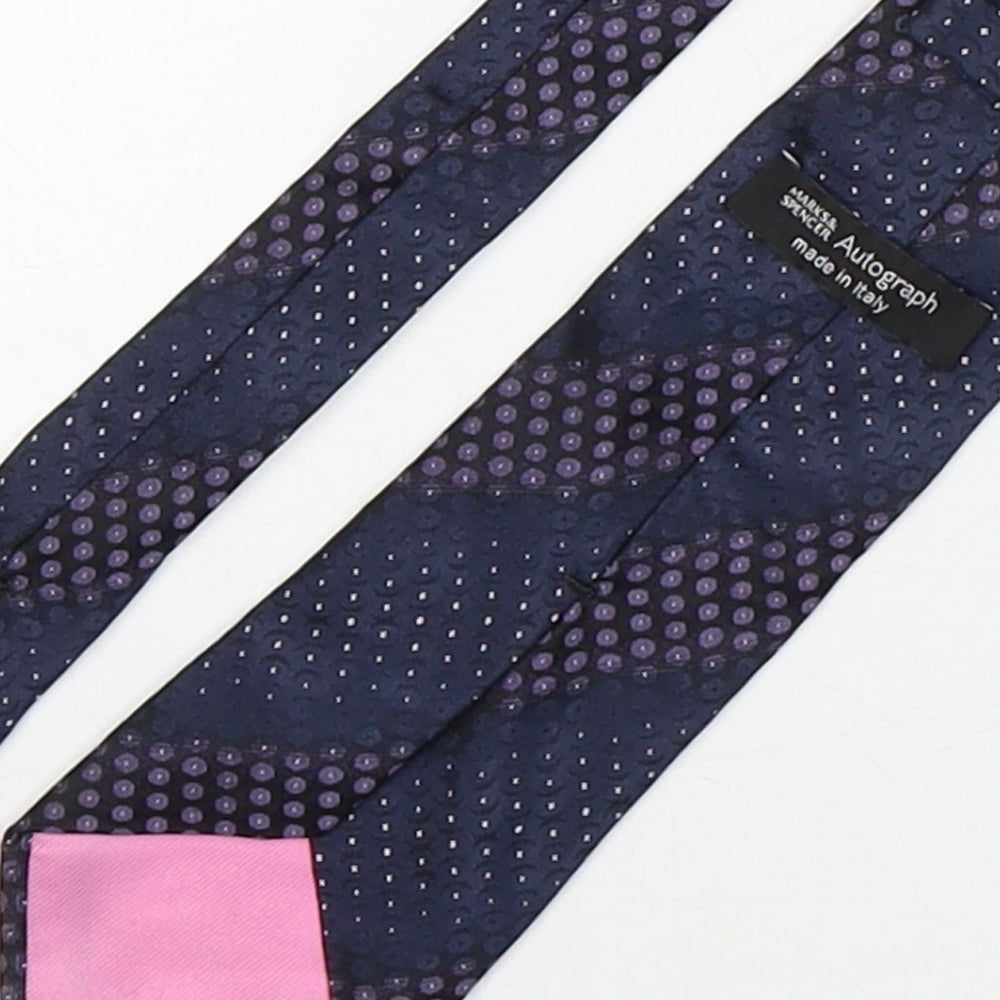 Autograph Mens Multicoloured Geometric Silk Pointed Tie One Size