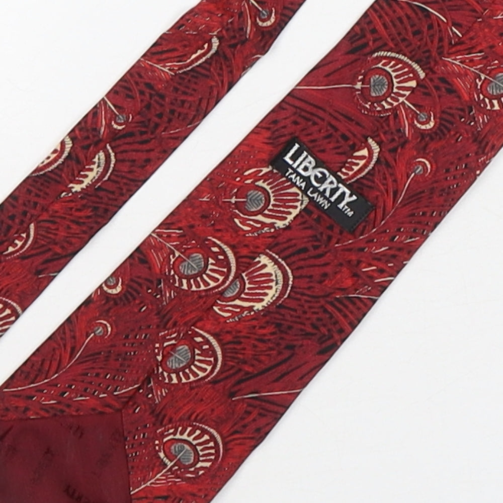 Liberty Mens Red Floral Cotton Pointed Tie One Size