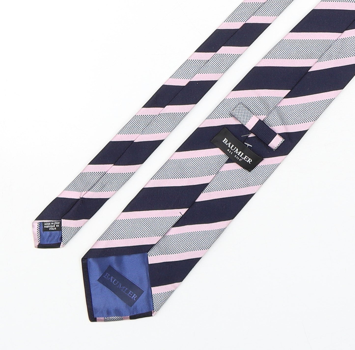 Baumler  Mens Multicoloured Striped Silk Pointed Tie One Size