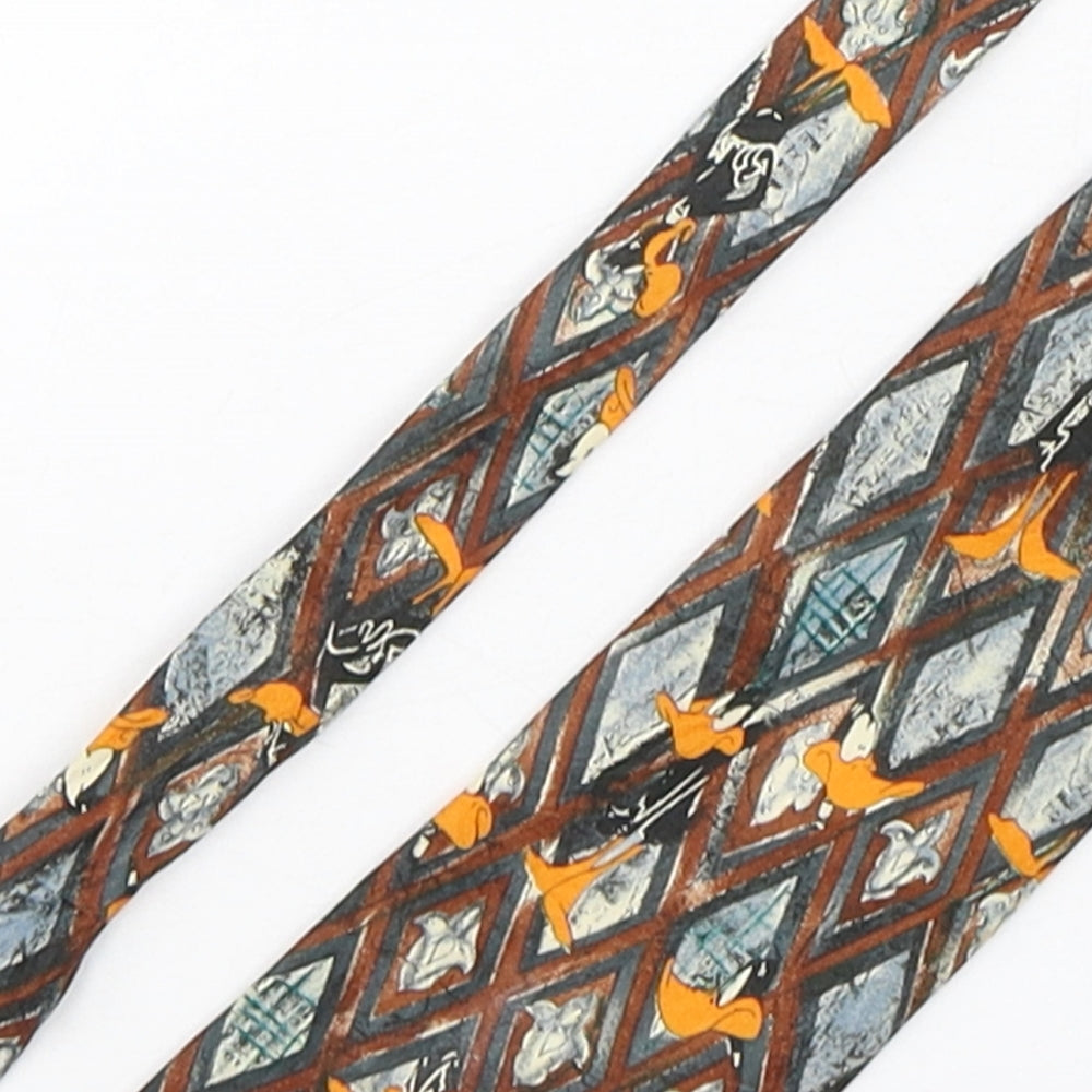 Warner Bros  Mens Multicoloured Geometric Polyester Pointed Tie One Size - Daffy Duck