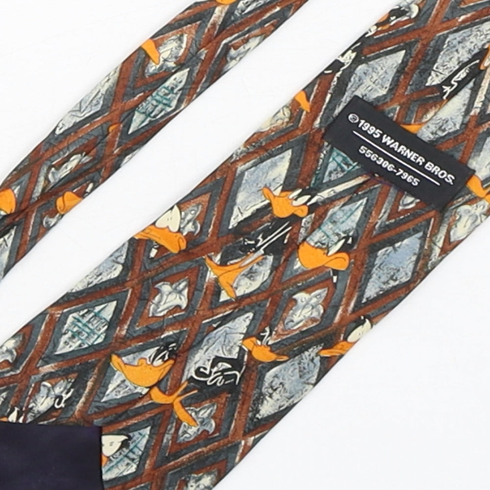 Warner Bros  Mens Multicoloured Geometric Polyester Pointed Tie One Size - Daffy Duck