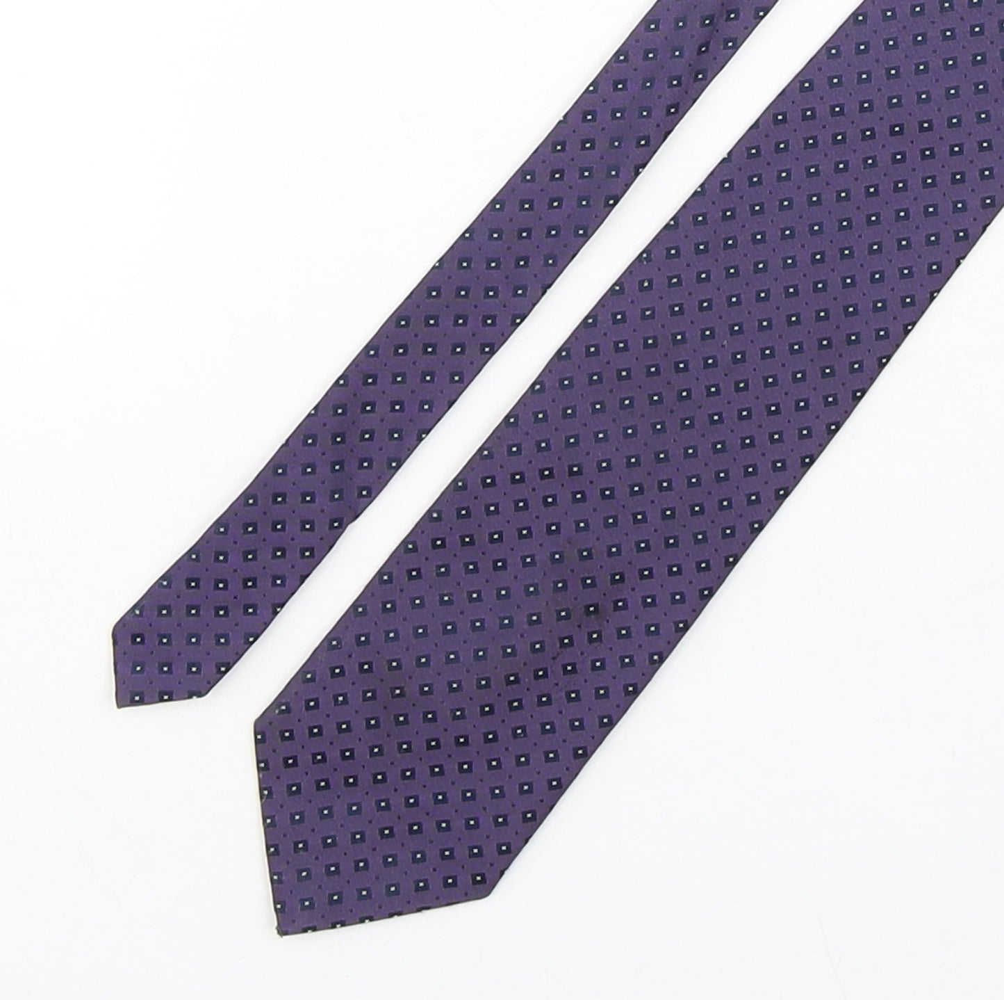 Thomas Nash  Mens Purple Geometric Polyester Pointed Tie One Size