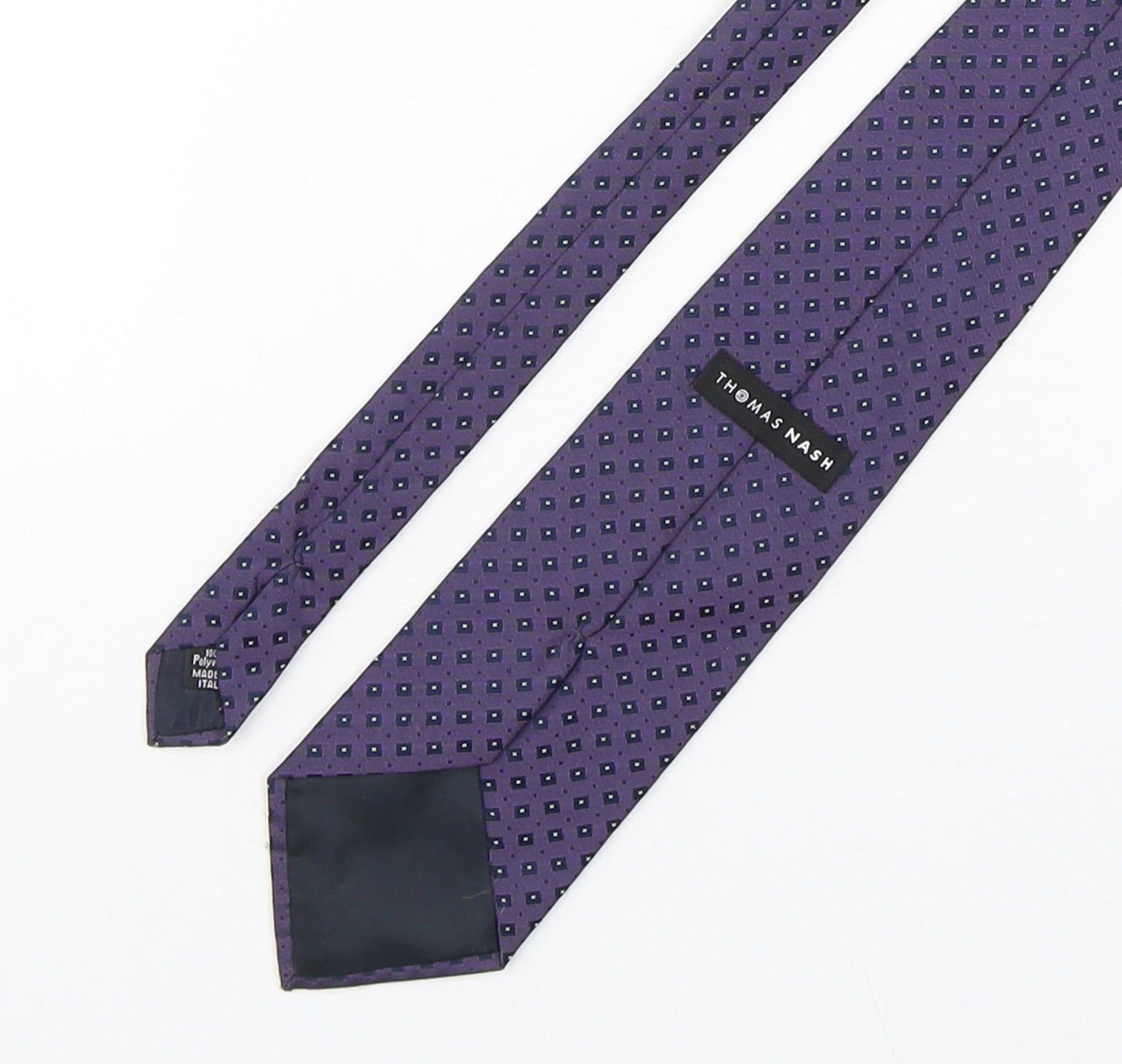 Thomas Nash  Mens Purple Geometric Polyester Pointed Tie One Size