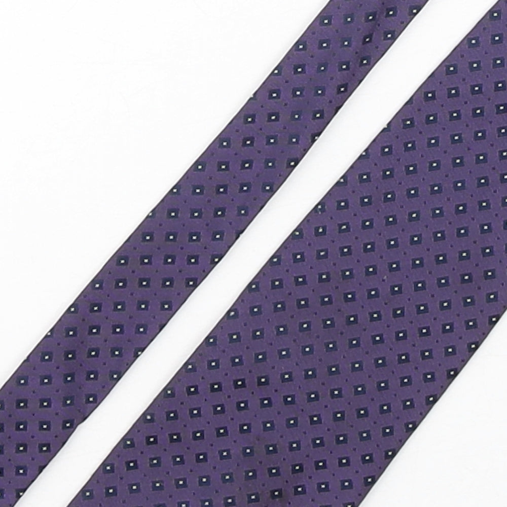 Thomas Nash  Mens Purple Geometric Polyester Pointed Tie One Size