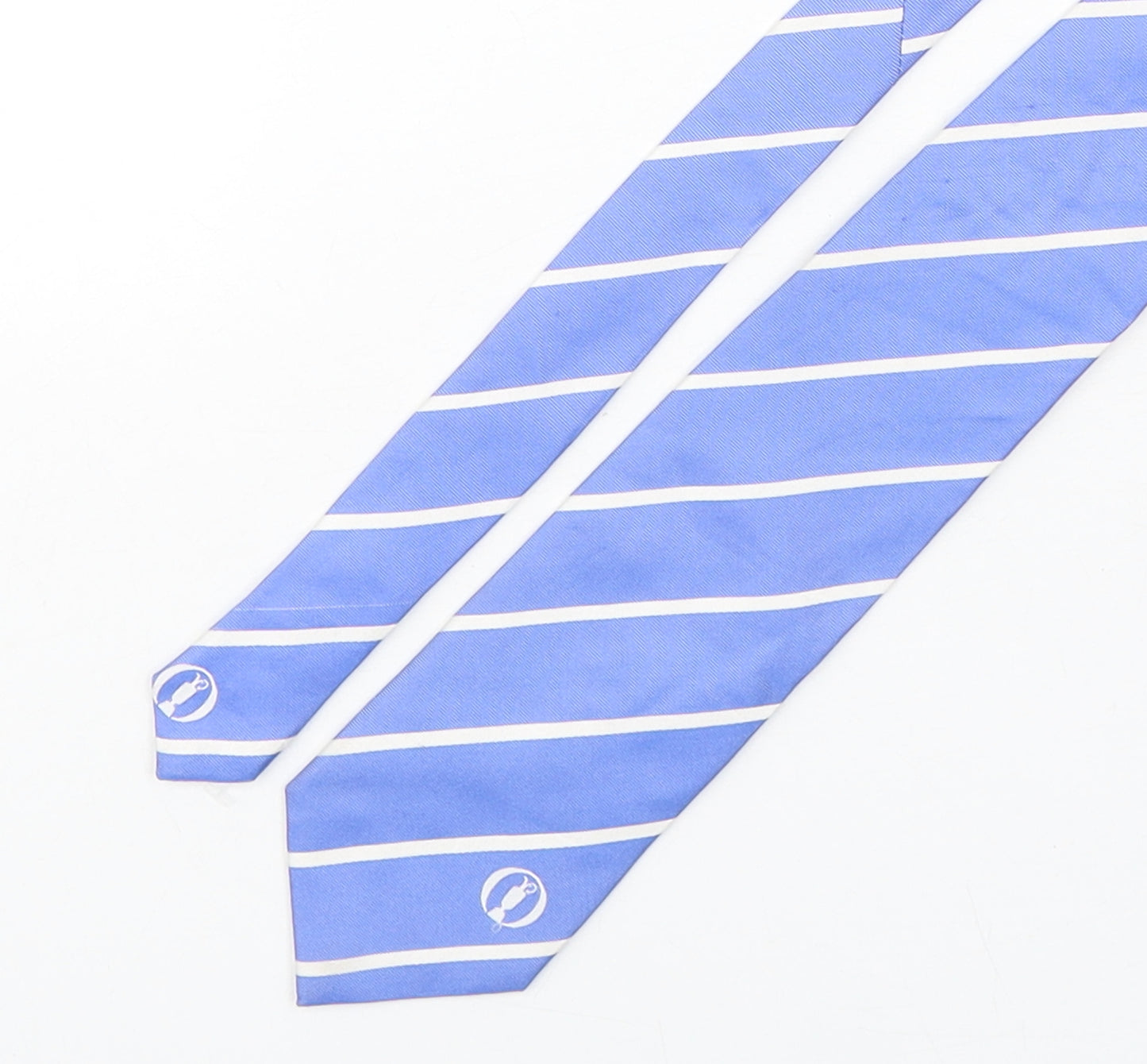 The Open  Mens Blue Striped Silk Pointed Tie One Size - Golf