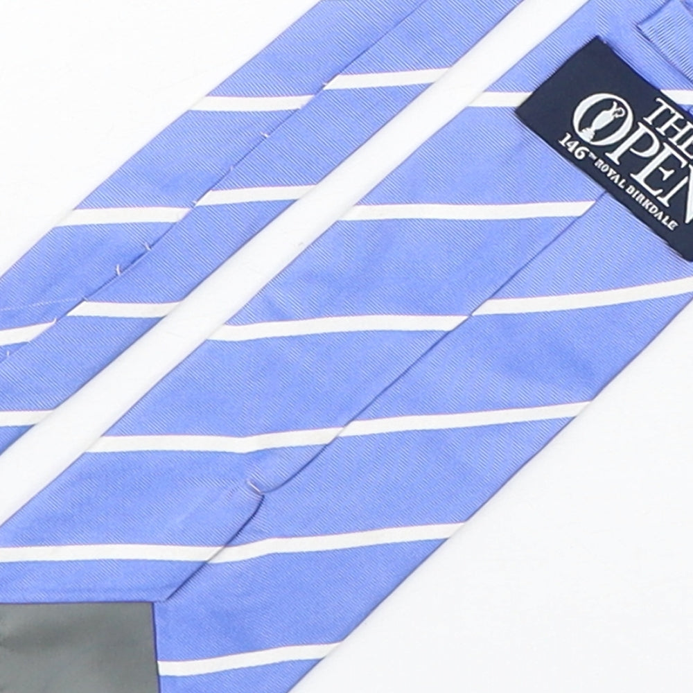 The Open  Mens Blue Striped Silk Pointed Tie One Size - Golf
